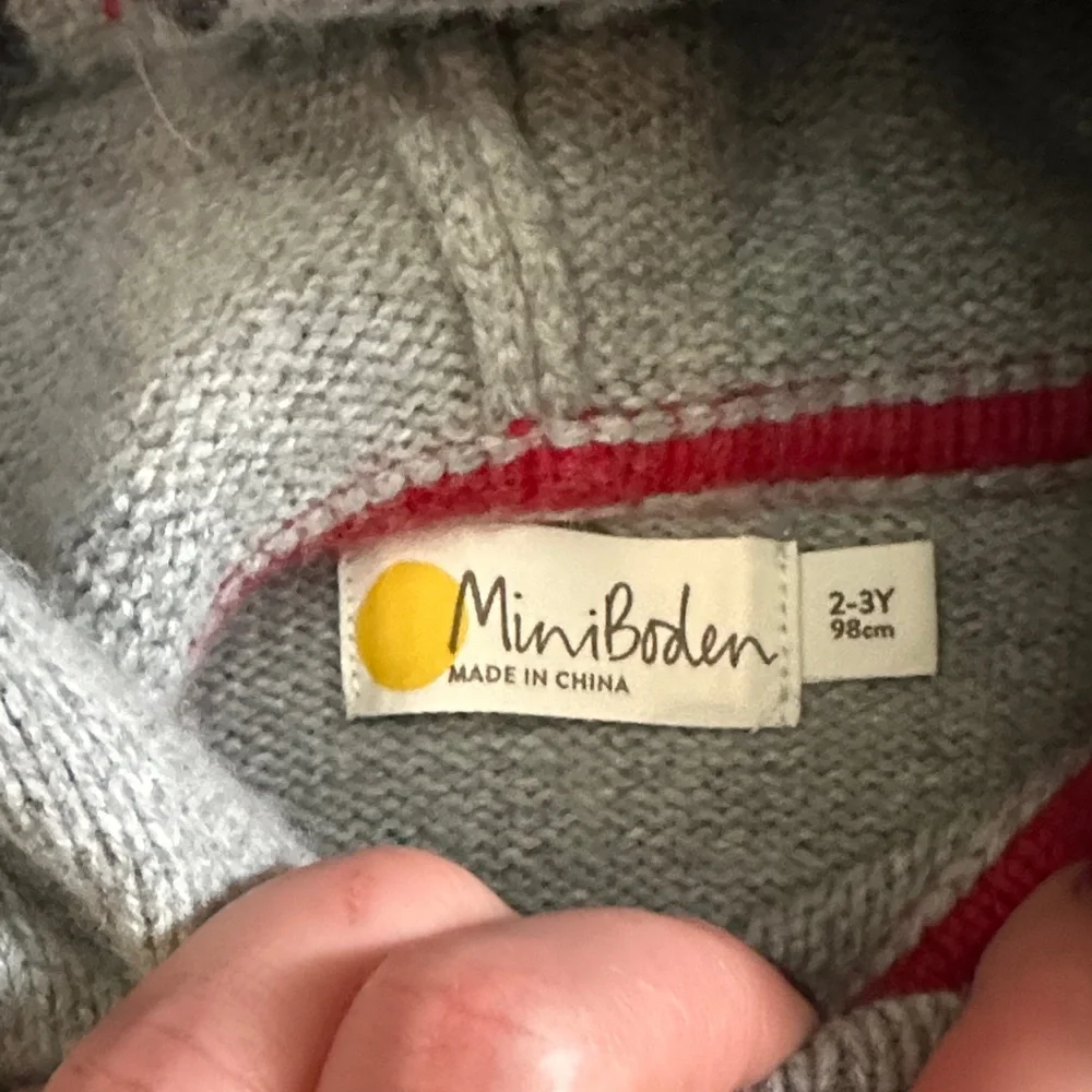Mini Boden Gray Sweater with Red and Blue Knight Design